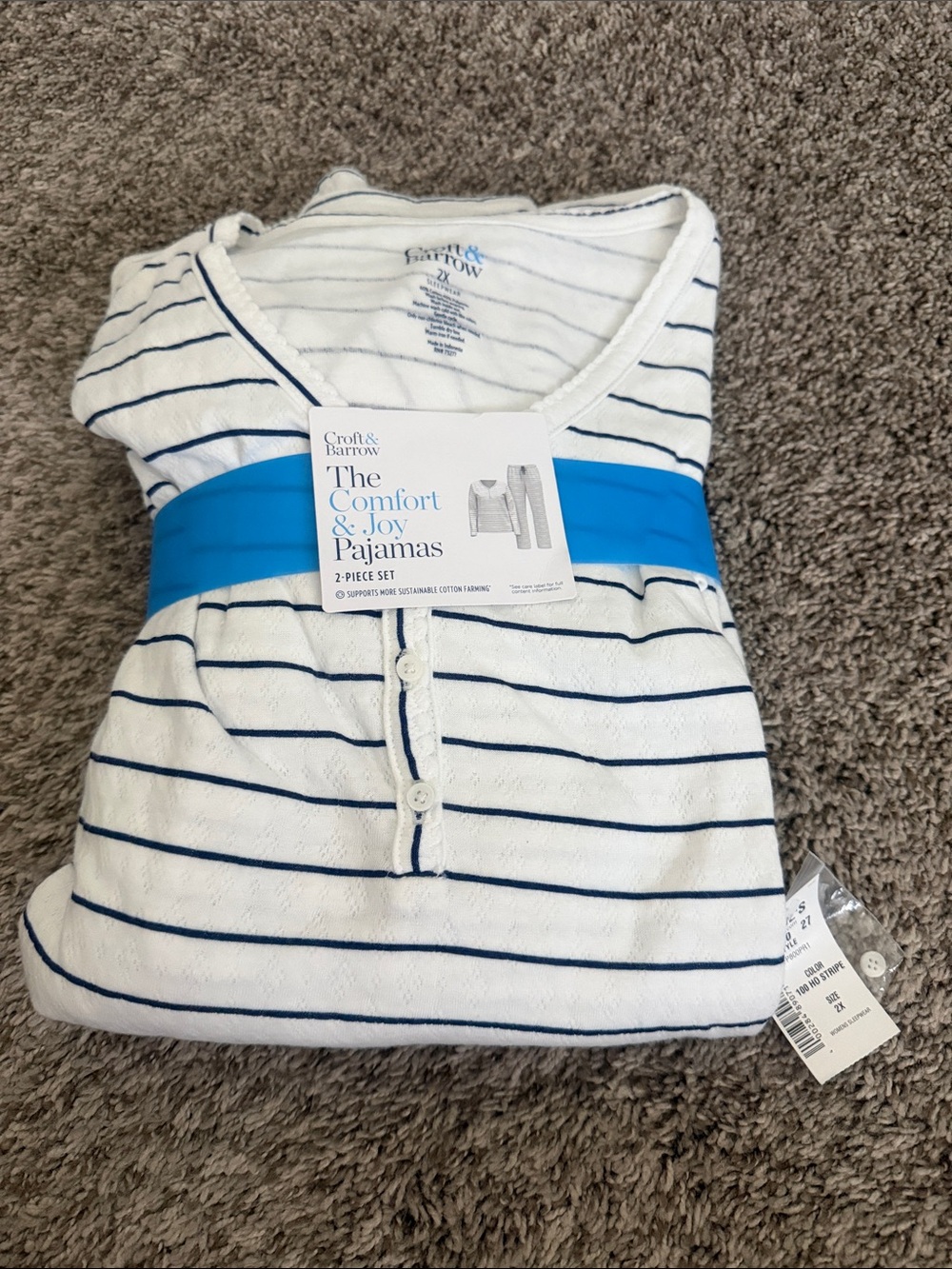 Women’s Navy and White Striped Pajama Set BRAND NEW!